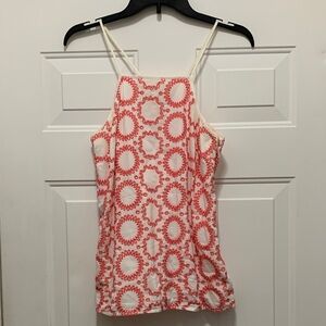 Banana Republic 100% Cotton Pink and White Eyelet Patterned Camisole - Size M